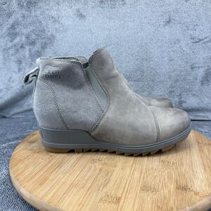 Sorel Boots Womens Size 8.5 Gray Joan Of Arctic Wedge Chelsea Leather NL3816-053